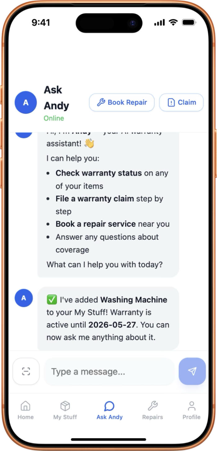 OwnWise Ask Andy chat
